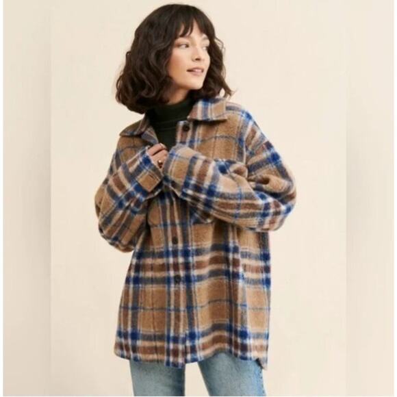 Faherty Jackets & Blazers - Faherty Cotswold Shirt Jacket Plaid Flannel Shacket Womens Medium Wool Blend